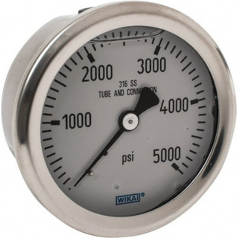WIKA 2-1/2 Dial, 1/4 Thread, 0-5,000 Scale Range, Pressure Gauge Center Back Connection Mount, Accurate to 1.5% of Scale 9833140 – 56454879