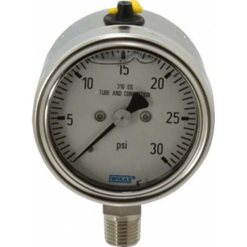 WIKA 2-1/2 Dial, 1/4 Thread, 30 Scale Range, Pressure Gauge Lower Connection Mount, Accurate to 2-1-2% of Scale 9251618 – 77328326