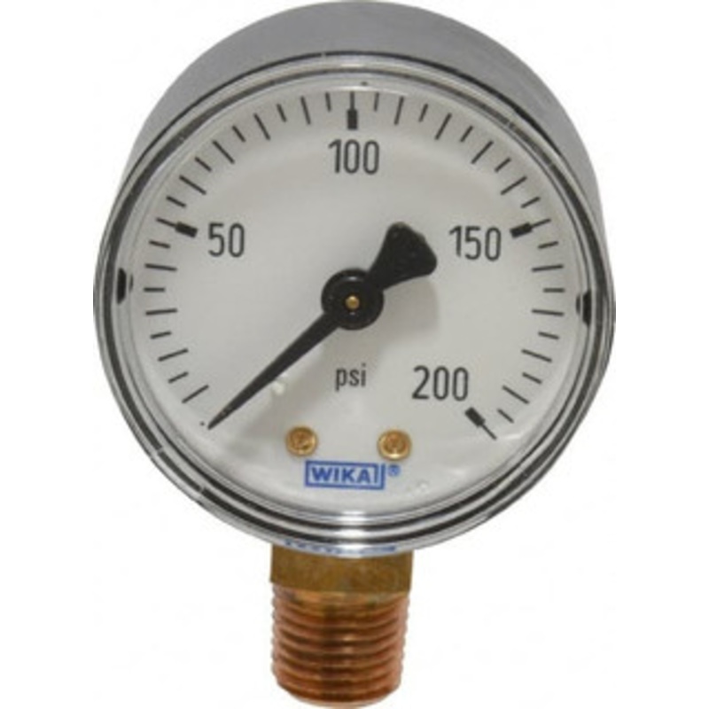 WIKA 2 Dial, 1/4 Thread, 0-200 Scale Range, Pressure Gauge Lower Connection Mount, Accurate to 3-2-3% of Scale 4252960 – 73558793