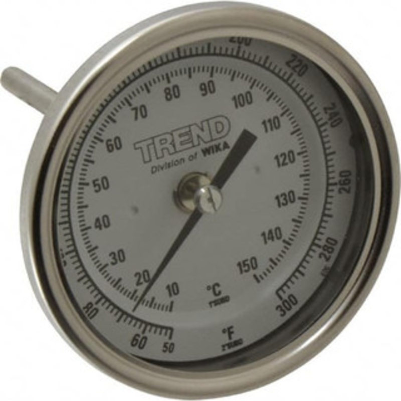 WIKA 4 Stem, 50 to 300 F Bi-Metal Thermometer Back Connected, 1% Accurate, Stainless Steel 30040A008G4 – 56426612