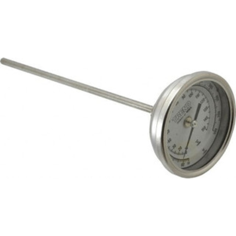 WIKA 9 Stem, 50 to 300 F Bi-Metal Thermometer Back Connected, 1% Accurate, Stainless Steel 30090A008G4 – 56426851