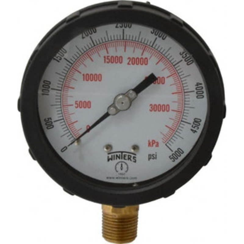 Winters Instruments 4 Dial, 1/2 Thread, 0-5,000 Scale Range, Pressure Gauge Lower Connection Mount, Accurate to 1% of Scale PCC628C3Y4SGCG4 – 55193478