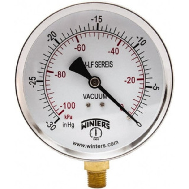Winters Instruments 4 Dial, 1/4 Thread, 30 HG Vac Scale Range, Pressure Gauge Lower Connection Mount, Accurate to 3-2-3% of Scale PEM220LF – 91533679
