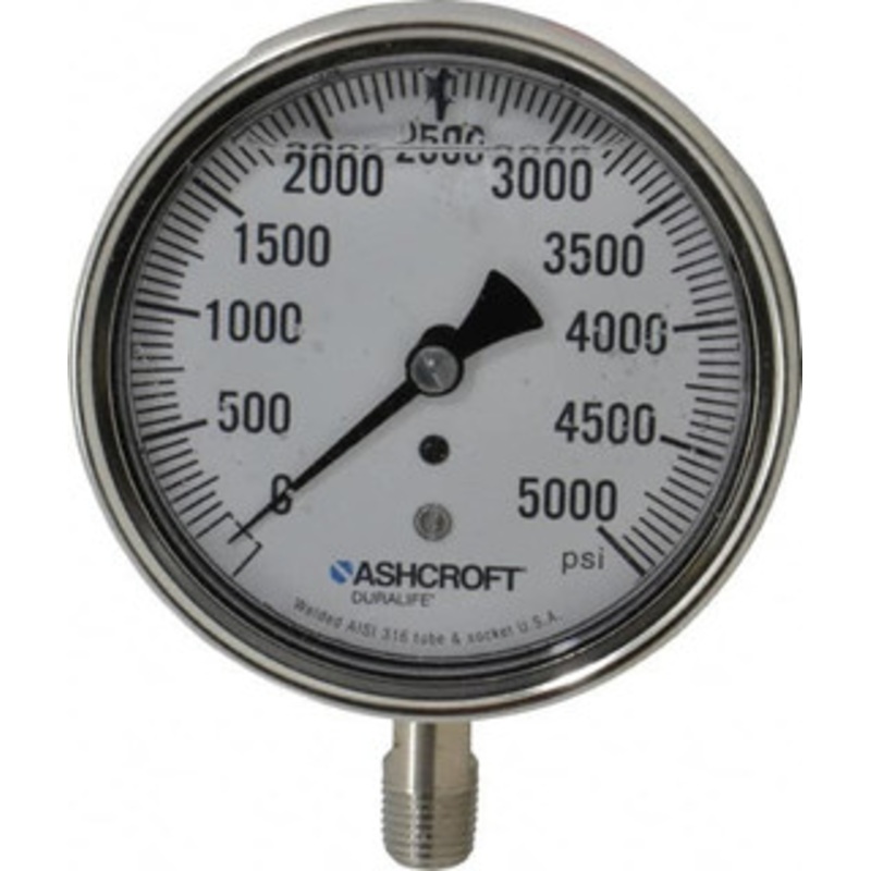 Ashcroft 3-1/2 Dial, 1/4 Thread, 0-5,000 Scale Range, Pressure Gauge Lower Connection Mount, Accurate to 1% of Scale 94225 – 56481203