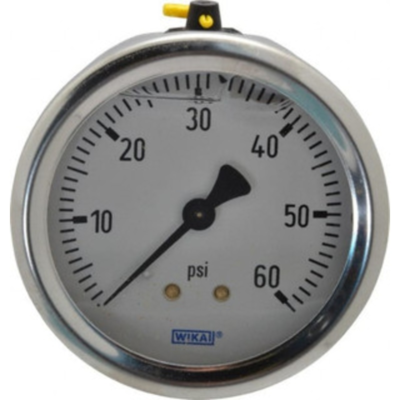 WIKA 2-1/2 Dial, 1/4 Thread, 0-60 Scale Range, Pressure Gauge Center Back Connection Mount, Accurate to 1.5% of Scale 9767202 – 56453772