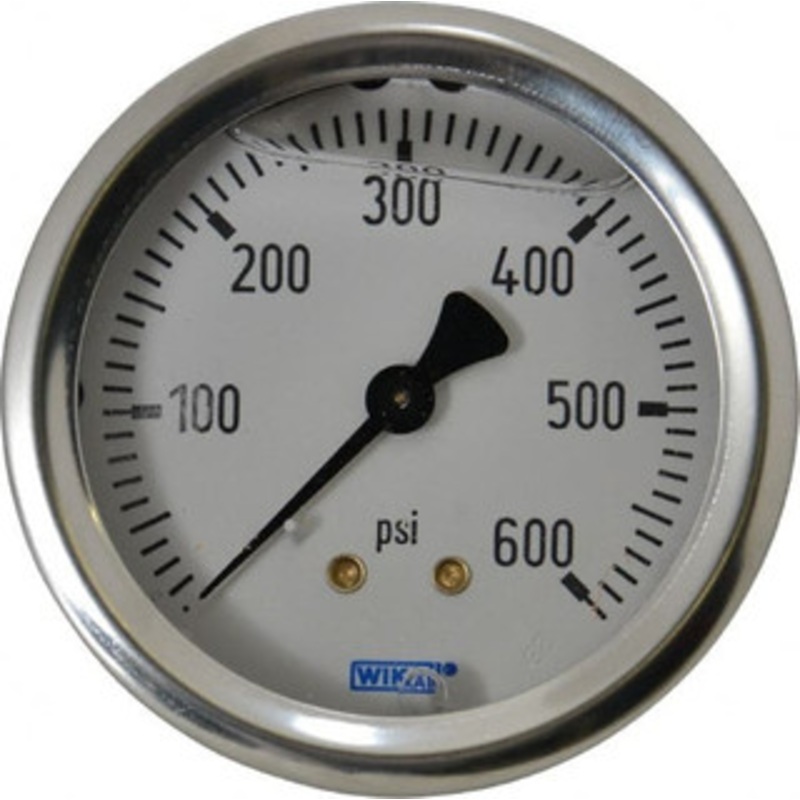 WIKA 2-1/2 Dial, 1/4 Thread, 0-600 Scale Range, Pressure Gauge Center Back Connection Mount, Accurate to 1.5% of Scale 9768947 – 56453822