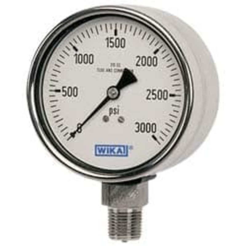 WIKA 2-1/2 Dial, 1/4 Thread, 30-0-30 Scale Range, Pressure Gauge Lower Back Connection Mount, Accurate to 2-1-2% of Scale 50787560 – 63150882