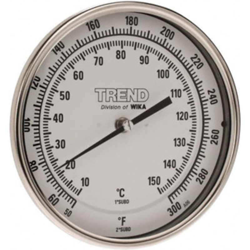 WIKA 2-1/2 Stem, 50 to 300 F Bi-Metal Thermometer Back Connected, 1% Accurate, Stainless Steel 50025A008G4 – 56428857
