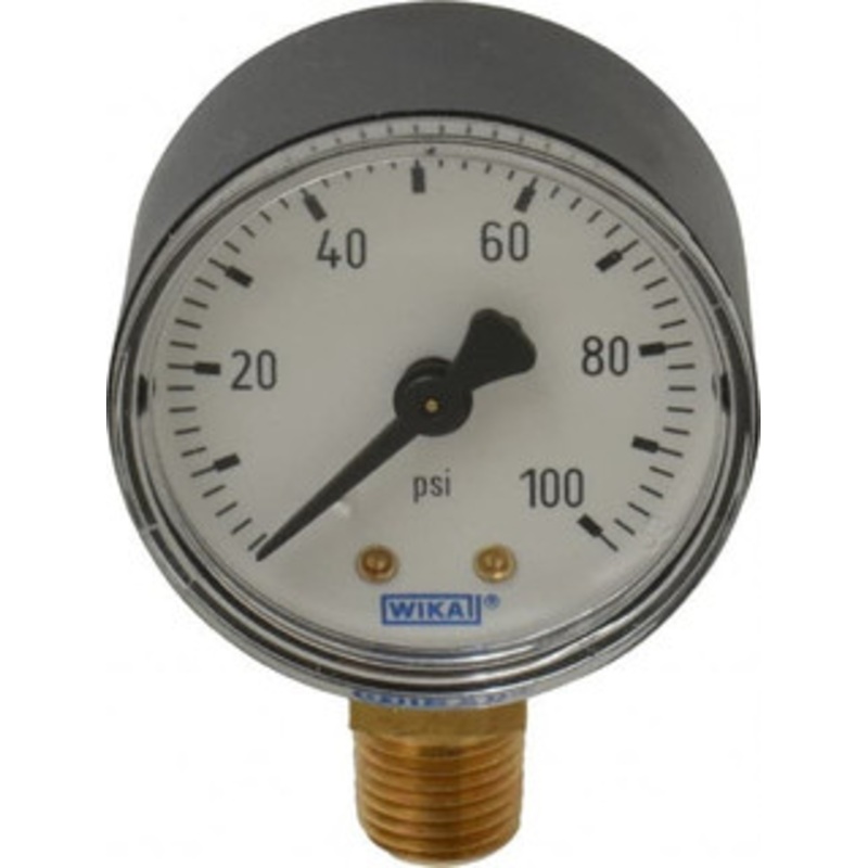 WIKA 2 Dial, 1/4 Thread, 0-100 Scale Range, Pressure Gauge Lower Connection Mount, Accurate to 3-2-3% of Scale 4252943 – 36887701