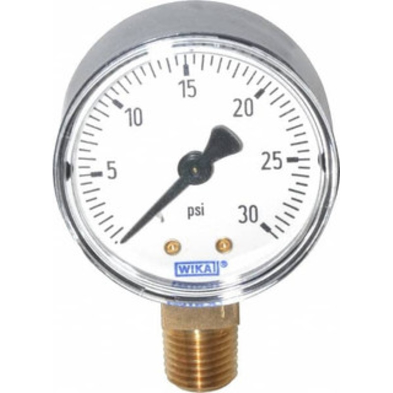 WIKA 2 Dial, 1/4 Thread, 0-30 Scale Range, Pressure Gauge Lower Connection Mount, Accurate to 3-2-3% of Scale 4252927 – 60807955