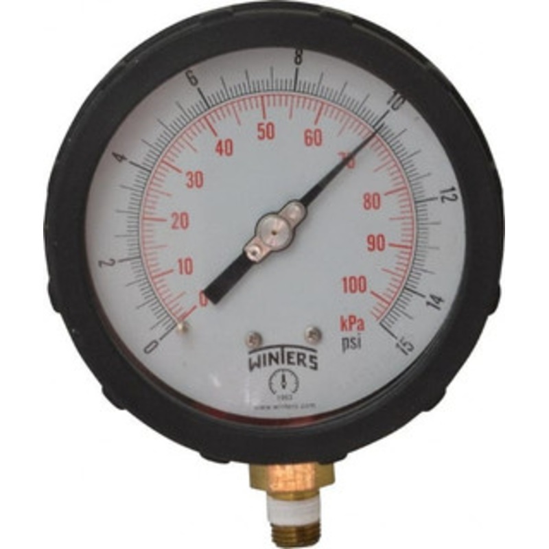 Winters Instruments 4 Dial, 1/4 Thread, 0-15 Scale Range, Pressure Gauge Lower Connection Mount, Accurate to 1% of Scale PCC601C3Y4SGC – 55193346