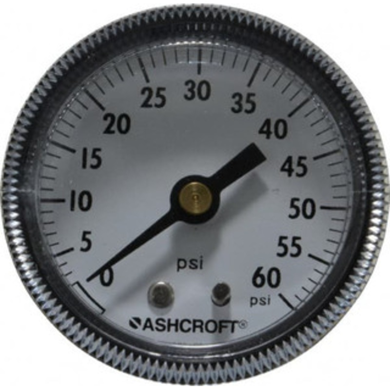 Ashcroft 2 Dial, 1/4 Thread, 0-60 Scale Range, Pressure Gauge Center Back Connection Mount 662876000531 – 56480056