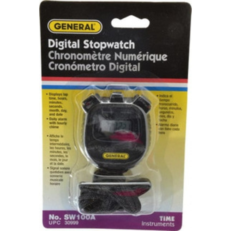 General Small Display Stop Watch Lithium Battery, Black SW100A – 86403243