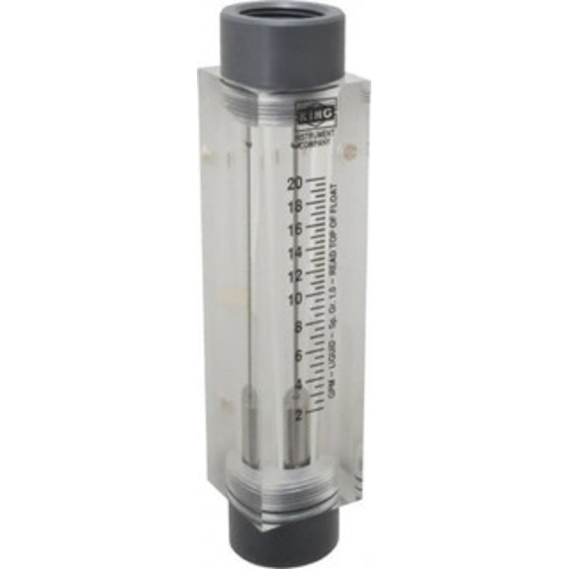 King Instrument 1 FNPT Port Block Style, Inline Flowmeter 100 Max psi, 20 GPM, Acrylic 7510216A-06 – 86485455