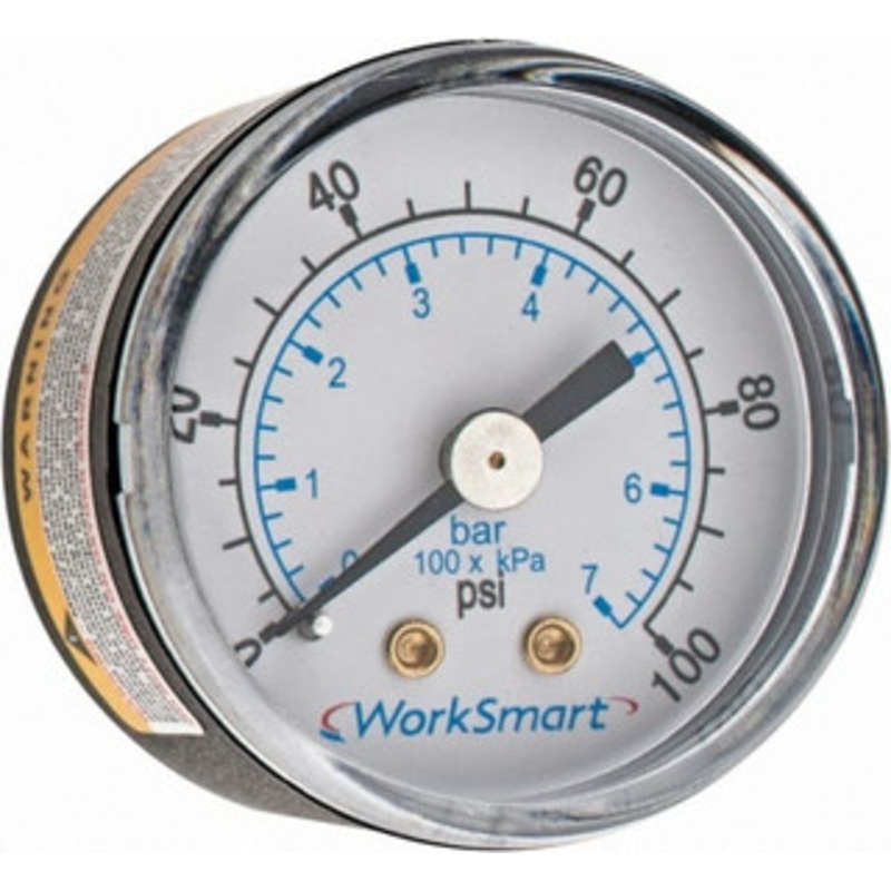 Value Collection 1-1/2 Dial, 1/8 Thread, 0-100 Scale Range, Pressure Gauge Center Back Connection Mount, Accurate to 3-2-3% of Scale WS-PE-GAGE-15 – 70670104