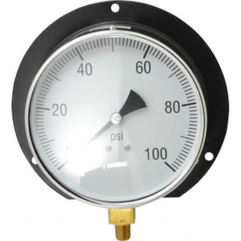 Value Collection 6 Dial, 1/4 Thread, 0-100 Scale Range, Pressure Gauge Lower Connection, Rear Flange Connection Mount, Accurate to 3-2-3% of Scale 115D604E – 56533573