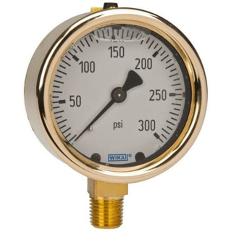 WIKA 2-1/2 Dial, 1/4 Thread, 0-300 Scale Range, Pressure Gauge Lower Connection Mount, Accurate to 1.5% of Scale 9310738 – 56455793