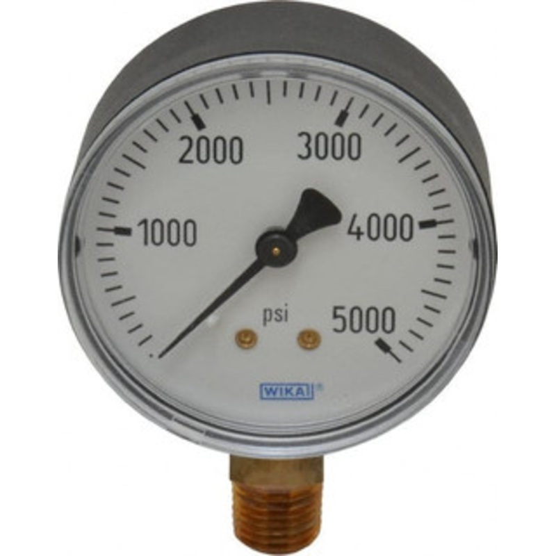 WIKA 2-1/2 Dial, 1/4 Thread, 0-5,000 Scale Range, Pressure Gauge Lower Connection Mount, Accurate to 3-2-3% of Scale 4253248 – 63146443