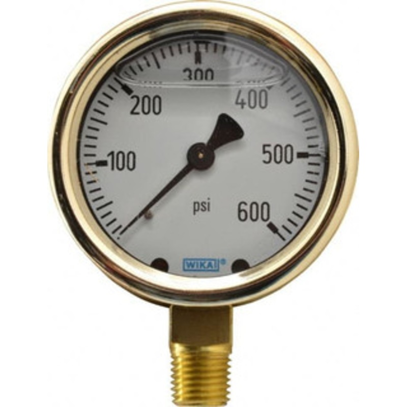 WIKA 2-1/2 Dial, 1/4 Thread, 0-600 Scale Range, Pressure Gauge Lower Connection Mount, Accurate to 1.5% of Scale 9310754 – 56455819