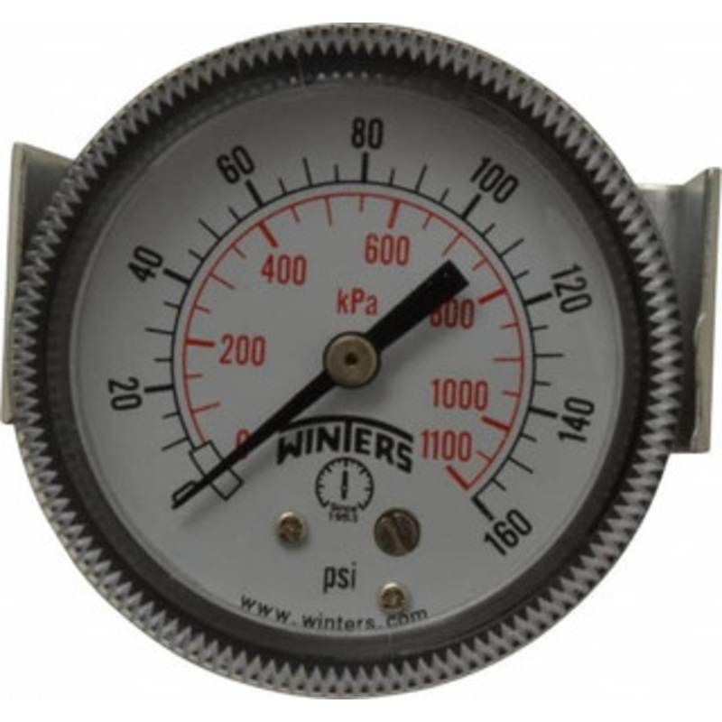 Winters Instruments 2 Dial, 1/8 Thread, 0-160 Scale Range, Pressure Gauge U-Clamp Panel Mount, Center Back Connection Mount, Accurate to 2.5% of Scale P9U901408UC – 89905756
