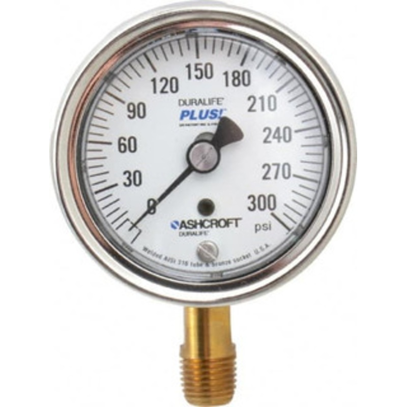 Ashcroft 2-1/2 Dial, 1/4 Thread, 0-300 Scale Range, Pressure Gauge Lower Connection Mount, Accurate to 1% of Scale 94587XLL – 75011668