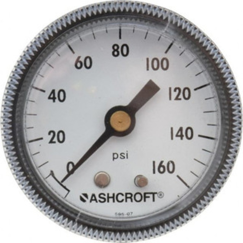 Ashcroft 2 Dial, 1/4 Thread, 0-160 Scale Range, Pressure Gauge Center Back Connection Mount 662876000555 – 56480072