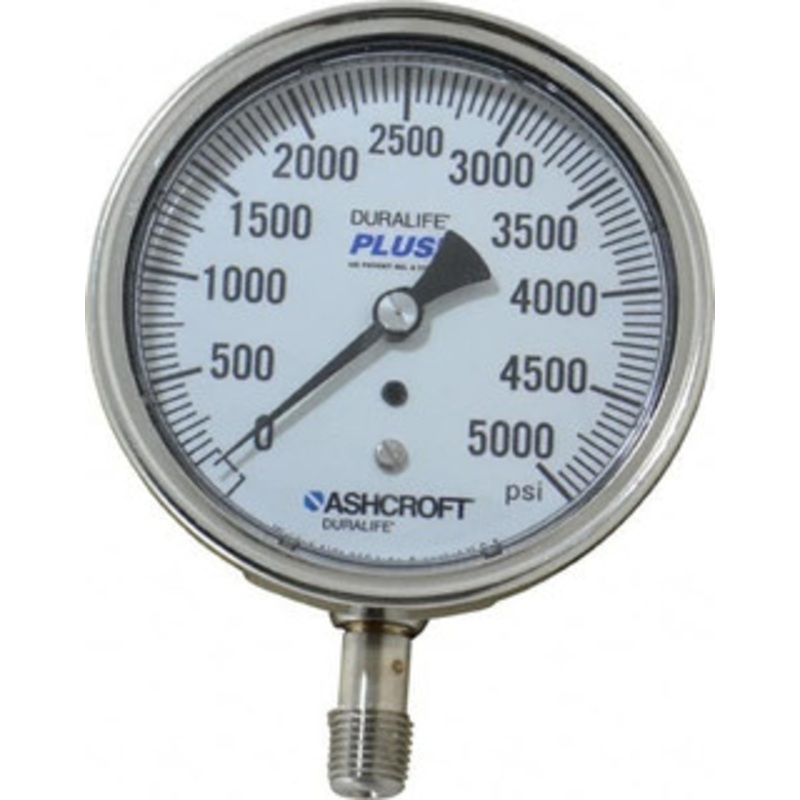 Ashcroft 3-1/2 Dial, 1/4 Thread, 0-5,000 Scale Range, Pressure Gauge Lower Connection Mount, Accurate to 1% of Scale 94243XLL – 75011338