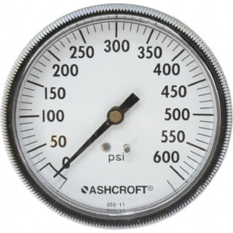 Ashcroft 3-1/2 Dial, 1/4 Thread, 0-600 Scale Range, Pressure Gauge Center Back Connection Mount 662876139477 – 56480437