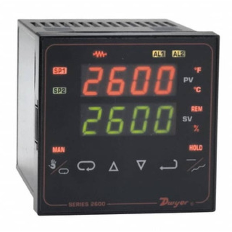 Dwyer Instruments 2,320 to 4,208F 1/4 DIN Temperature/Process Control Dual 4-Digit LCD Display, Fuzzy Logic PID Control, 100-240 VAC/VDC 26133 – 06875983