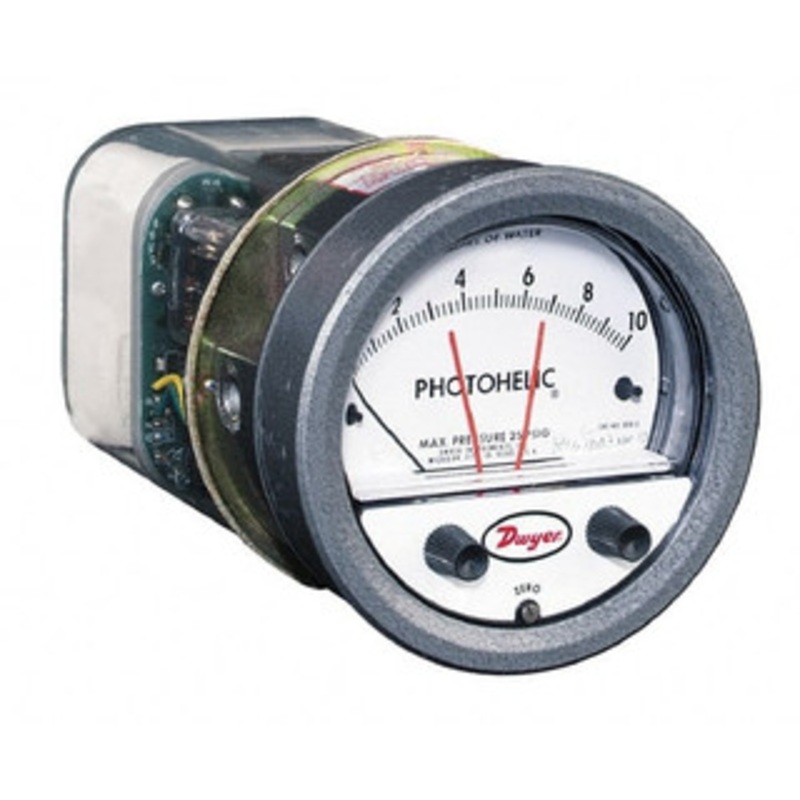 Dwyer Instruments 25 Max psi, 2% Accuracy, NPT Thread Photohelic Pressure Switch 1/8 Inch Thread, -1/2 to 1/2 Inch Water Column, 120F Max A3301 – 00497610