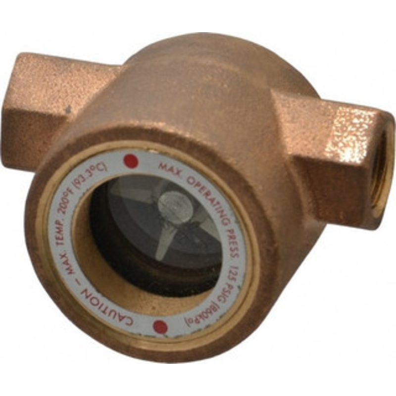Dwyer Instruments 3/8 Inch, Bronze Body Sight Flow Indicator 125 Max psi, 3 Inch Overall Length, 200F SFI-100-3/8 – 00606269