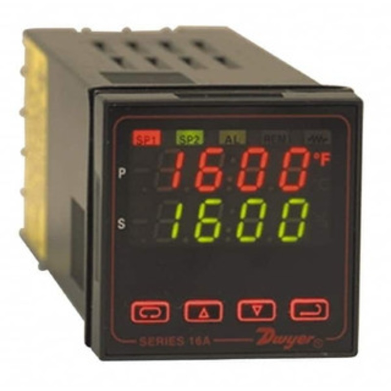 Dwyer Instruments -350 to 4,208F 1/16 DIN Temperature/Process Control Dual 4-Digit LCD Display, Fuzzy Logic PID Control, 100-240 VAC/VDC 16A2133 – 06875157