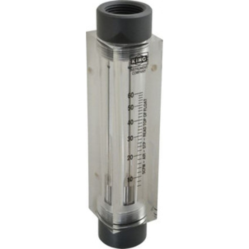 King Instrument 1 FNPT Port Block Style, Inline Flowmeter 125 Max psi, 60 SCFM, Acrylic 7510216A-03 – 86485596