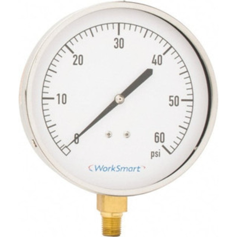 Value Collection 4-1/2 Dial, 1/4 Thread, 0-60 Scale Range, Pressure Gauge Lower Connection Mount, Accurate to 0.01% of Scale WS-PE-271 – 59274266