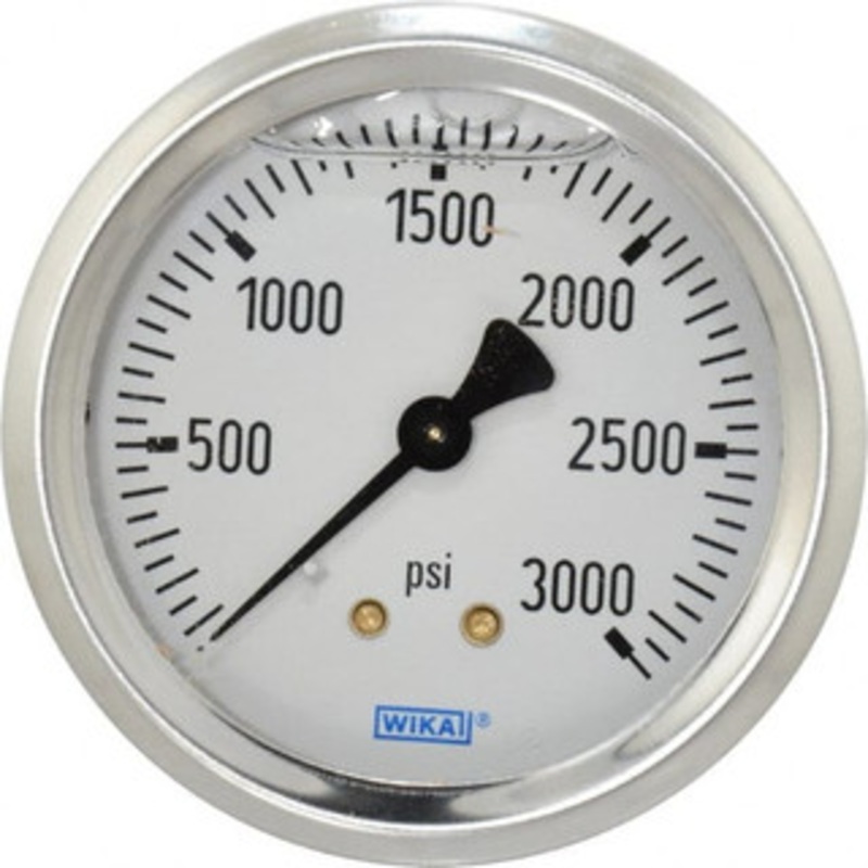 WIKA 2-1/2 Dial, 1/4 Thread, 0-3,000 Scale Range, Pressure Gauge Center Back Connection Mount, Accurate to 1.5% of Scale 9767266 – 56453863