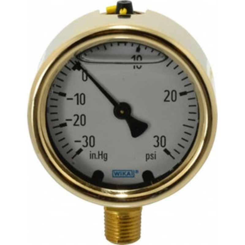 WIKA 2-1/2 Dial, 1/4 Thread, 30-0-30 Scale Range, Pressure Gauge Lower Connection Mount, Accurate to 1.5% of Scale 9318020 – 56455678