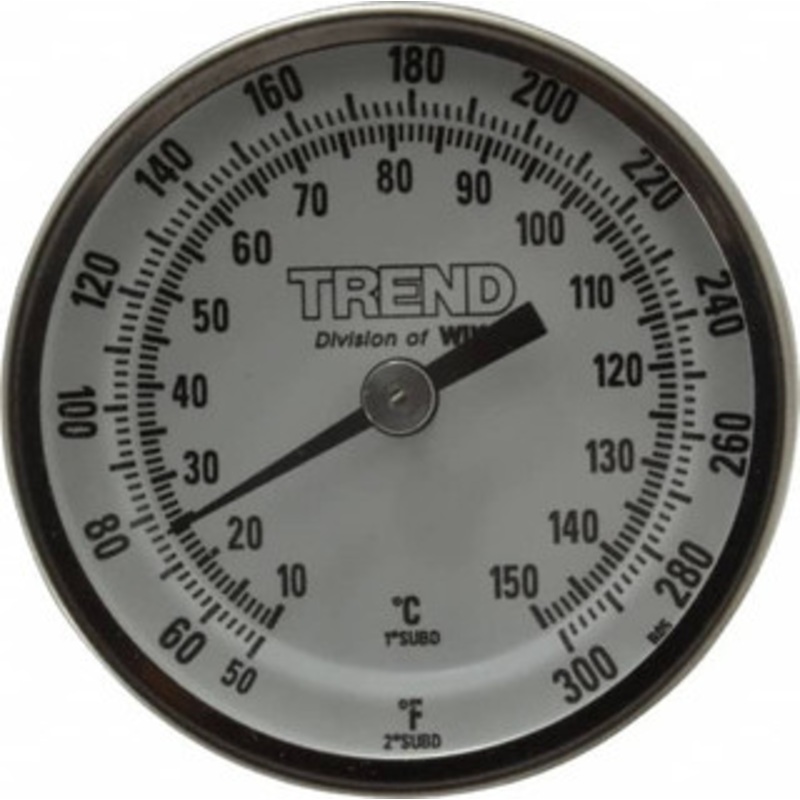 WIKA 2-1/2 Stem, 50 to 300 F Bi-Metal Thermometer Back Connected, 1% Accurate, Stainless Steel 20025D008G2 – 56440274