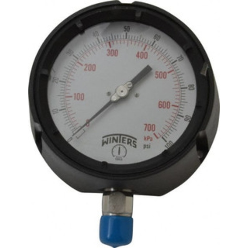 Winters Instruments 4-1/2 Dial, 1/2 Thread, 0-100 Scale Range, Pressure Gauge Lower Connection Mount, Accurate to 0.5% of Scale PPC5064 – 89906010