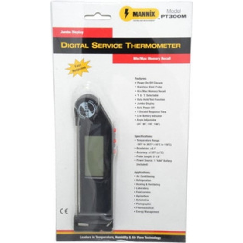 General -58 to 302F Pocket Digital Thermometer LCD Display, Stainless Steel Probe Sensor, Battery Power PT300M – 74451048