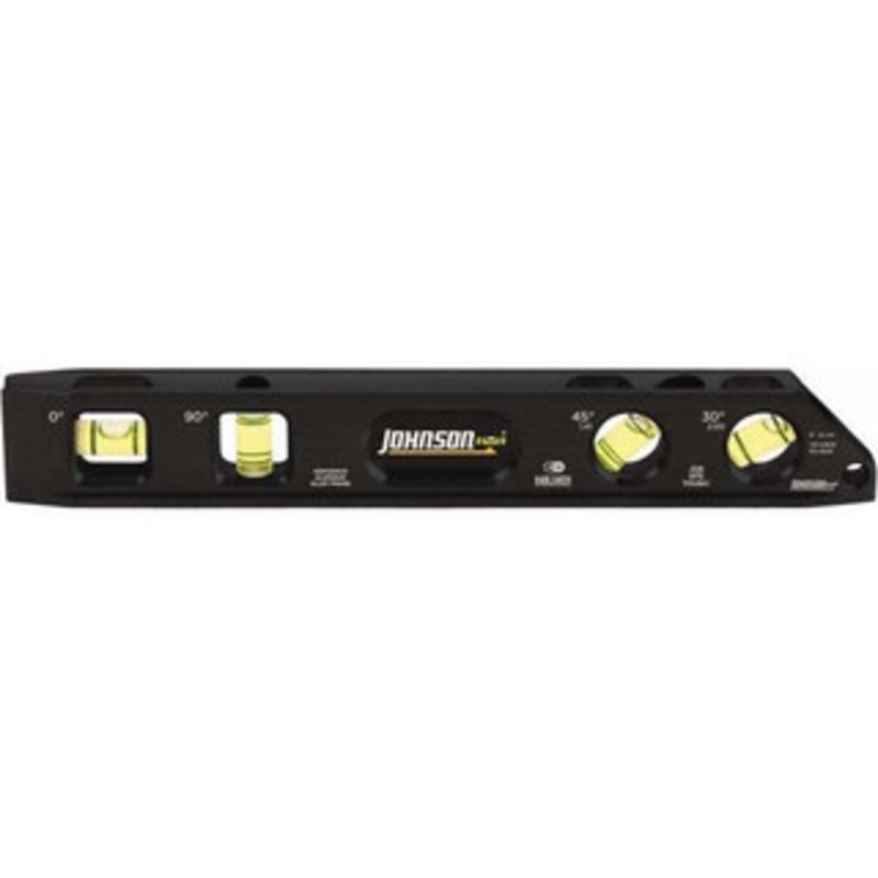 Johnson Level & Tool Magnetic 9 Long 4 Vial Torpedo Level Aluminum, Black, 1 30, 1 45, 1 Plumb & 1 Level Vial 1411-0900 – 56373368