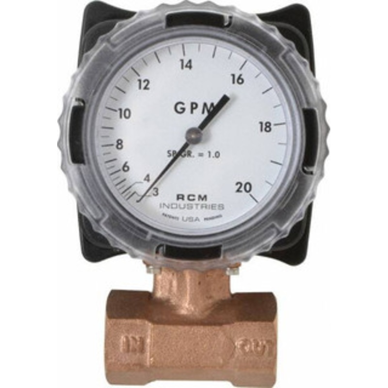Made in USA 1 NPT Port RCM Industries Flo-Gage Flowmeter 180 Max psi, 3 to 20 GPM, Bronze 1-71-R-20 – 86490026