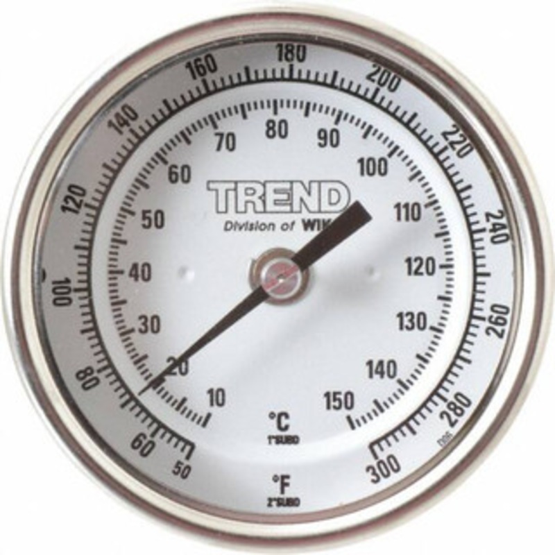 WIKA 2-1/2 Stem, 50 to 300 F Bi-Metal Thermometer Back Connected, 1% Accurate, Stainless Steel 30025A008G4 – 56426497