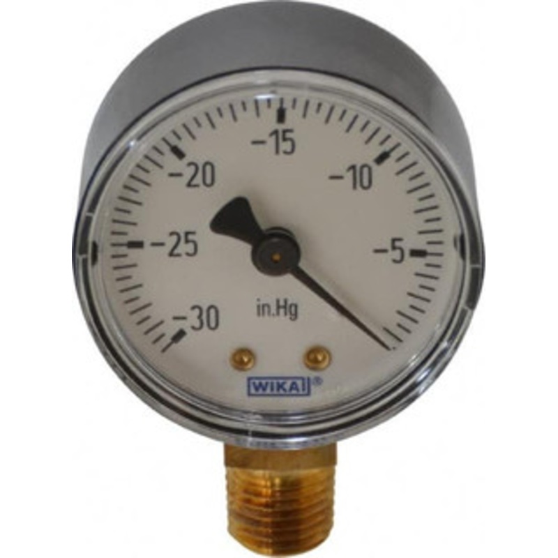 WIKA 2 Dial, 1/4 Thread, 30-0 Scale Range, Pressure Gauge Lower Connection Mount, Accurate to 3-2-3% of Scale 4252901 – 62499686