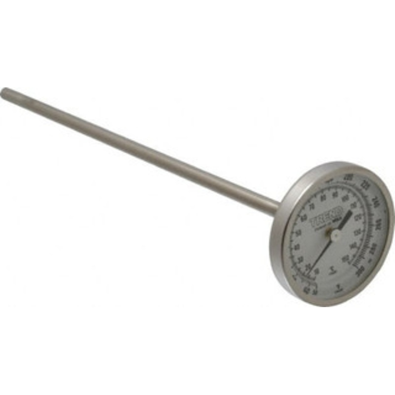 WIKA 9 Stem, 50 to 300 F Bi-Metal Thermometer Back Connected, 1% Accurate, Stainless Steel 20090A008G2 – 56440639