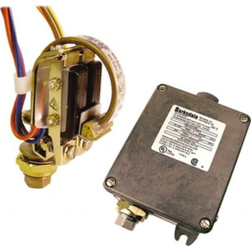 Barksdale 160 to 3,200 psi Adjustable Range, 4,800 Max psi, Bourdon Tube Pressure Switch 1/4 NPT Female, Terminals, SPDT Contact, 316SS Wetted Parts, 1% Repeatability B1T-H32SS – 31042625