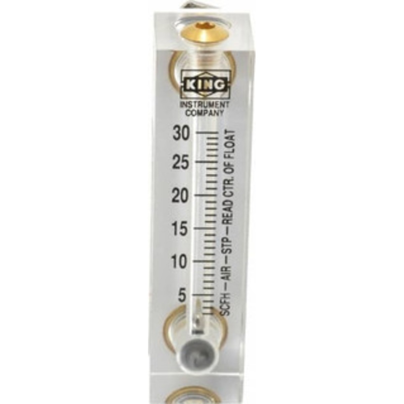 King Instrument 1/4 FNPT Port Block Style, Panel Mount Flowmeter 125 Max psi, 30 SCFH, Acrylic 75201102C-09 – 86486008