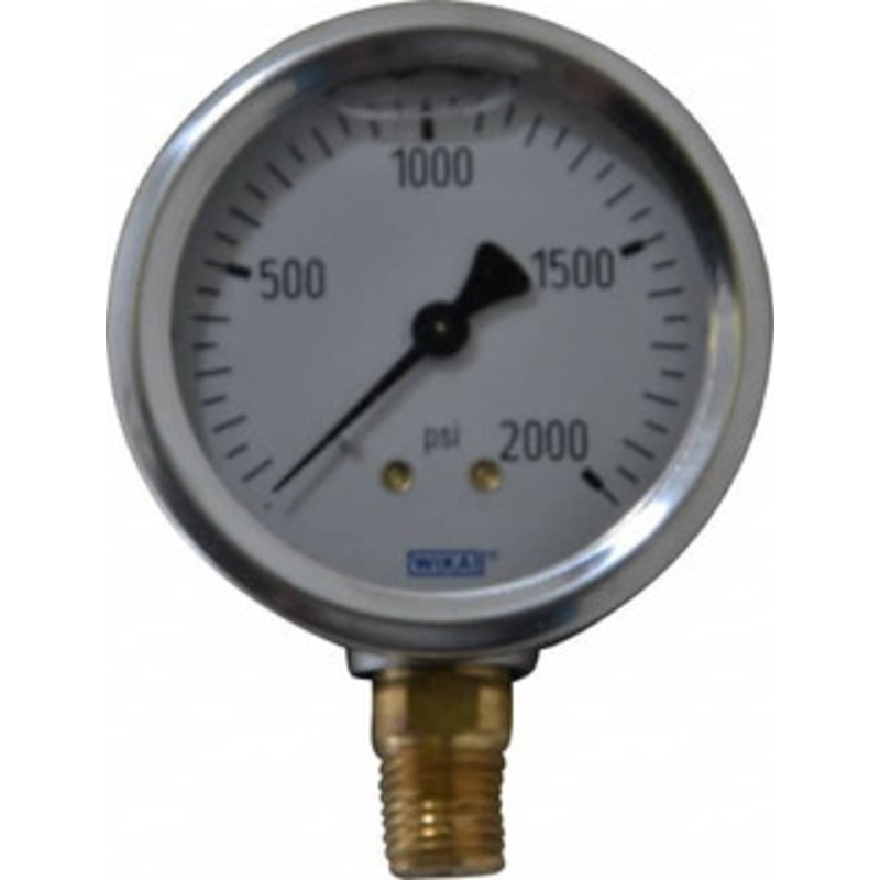 WIKA 2-1/2 Dial, 1/4 Thread, 0-2,000 Scale Range, Pressure Gauge Lower Connection Mount, Accurate to 1.5% of Scale 9767142 – 56453590