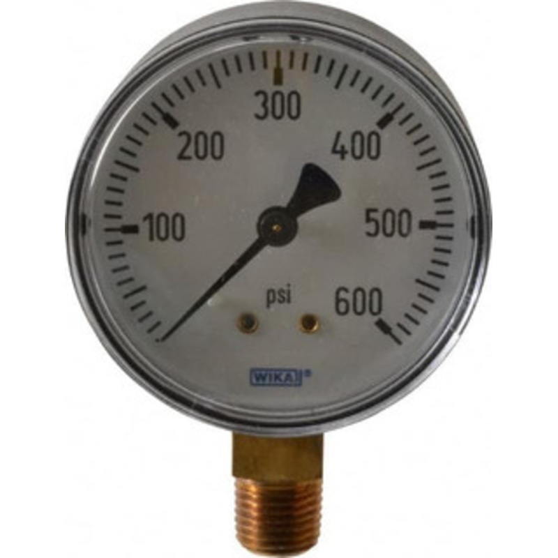 WIKA 2-1/2 Dial, 1/4 Thread, 0-600 Scale Range, Pressure Gauge Lower Connection Mount, Accurate to 3-2-3% of Scale 4253183 – 91784488
