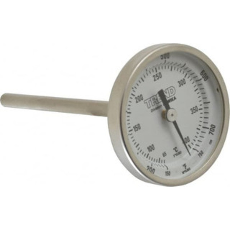 WIKA 4 Stem, 150 to 750 F Bi-Metal Thermometer Back Connected, 1% Accurate, Stainless Steel 20040A011G2 – 56440423