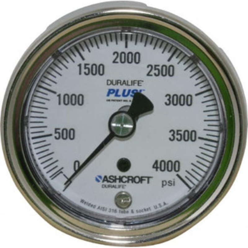 Ashcroft 2-1/2 Dial, 1/4 Thread, 0-4,000 Scale Range, Pressure Gauge Center Back Connection Mount, Accurate to 1% of Scale 251009S02BXLL4K – 74921487